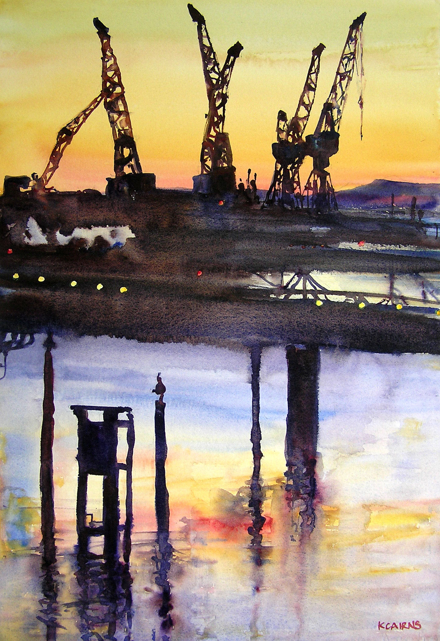 'Steel Giraffes at Sunset on the Clyde' by artist Karen Cairns